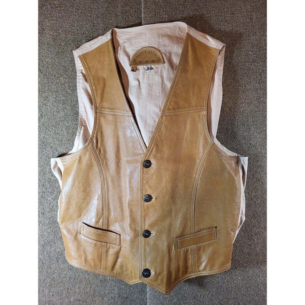 Durkee's Express Men's Large Leather Cloth Button Front Vest